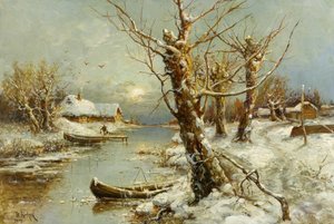 Paesaggio fluviale invernale da Juli Julievich Klever