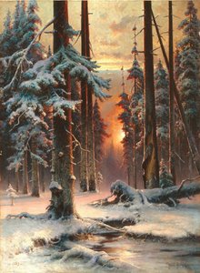 Tramonto invernale nella foresta di abeti, 1889