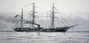 Sloop da guerra degli Stati Uniti "Kearsage" della Marina Federale (incisione) da Julian Oliver (after) Davidson