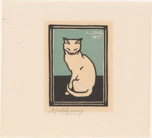 Gatto seduto con occhi chiusi da Julie de Graag (signed by artist)