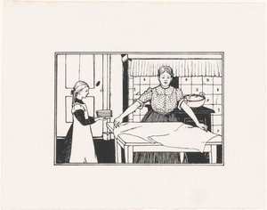 Donna e ragazza che apparecchiano una tavola da Julie de Graag