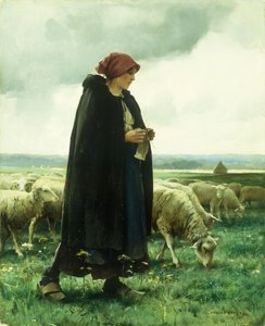 Una pastorella con il suo gregge da Julien Dupre