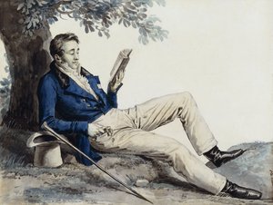 Un giovane che legge sotto un albero da Julien Leopold Boilly