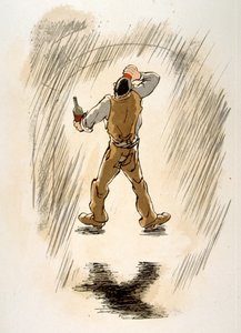 Illustrazione umoristica del vino 1946. Illustrazione di Julien Pavil