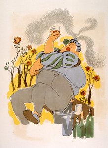 Illustrazione umoristica del vino 1946