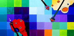 Un momento di gioco astratto e colorato