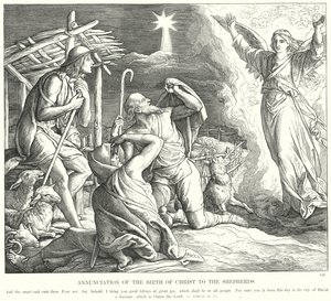 Annunciazione della nascita di Cristo ai pastori (incisione) da Julius (after) Schnorr von Carolsfeld