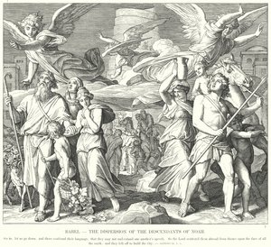 Babele, la Dispersione dei Discendenti di Noè da Julius (after) Schnorr von Carolsfeld