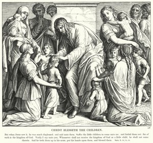 Cristo benedice i bambini (incisione) da Julius (after) Schnorr von Carolsfeld