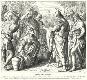 Davide e Abigail (incisione) da Julius (after) Schnorr von Carolsfeld