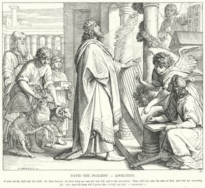 Davide il salmista, adorazione (incisione)