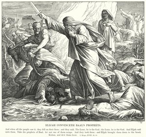 Elia convince i profeti di Baal (incisione) da Julius (after) Schnorr von Carolsfeld