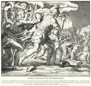 La vittoria di Gedeone sui Madianiti (incisione)