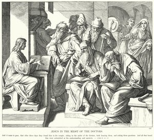 Gesù tra i dottori (incisione) da Julius (after) Schnorr von Carolsfeld