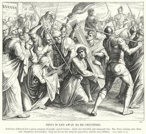 Gesù è condotto via per essere crocifisso (incisione) da Julius (after) Schnorr von Carolsfeld