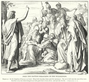 Giovanni Battista predica nel deserto (incisione) da Julius (after) Schnorr von Carolsfeld