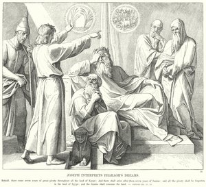 Giuseppe interpreta i sogni del Faraone (incisione) da Julius (after) Schnorr von Carolsfeld