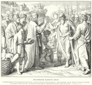 Melchisedec benedice Abramo (incisione) da Julius (after) Schnorr von Carolsfeld