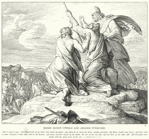 Le Mani di Mosè Sostenute e Amalek Sconfitto