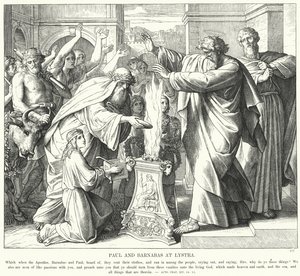 Paolo e Barnaba a Listra (incisione) da Julius (after) Schnorr von Carolsfeld