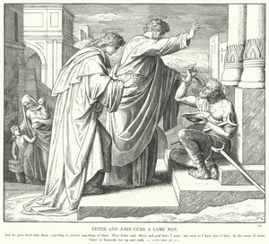 Pietro e Giovanni guariscono un uomo zoppo da Julius (after) Schnorr von Carolsfeld