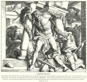 La morte di Sansone (incisione) da Julius (after) Schnorr von Carolsfeld