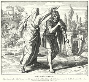 Saul unto re come (incisione) da Julius (after) Schnorr von Carolsfeld
