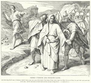 Shimei maledice e lapida Davide da Julius (after) Schnorr von Carolsfeld