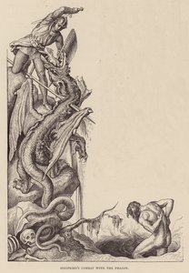 Il combattimento di Sigfrido con il drago (incisione) da Julius (after) Schnorr von Carolsfeld