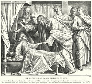 La figlia di Giairo risuscitata (incisione) da Julius (after) Schnorr von Carolsfeld