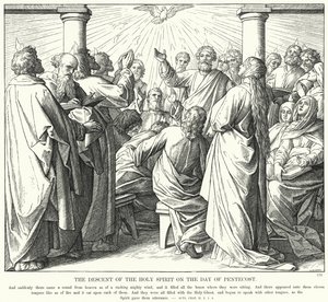 La discesa dello Spirito Santo nel giorno di Pentecoste (incisione) da Julius (after) Schnorr von Carolsfeld