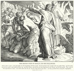 La distruzione di Core e dei suoi seguaci (incisione) da Julius (after) Schnorr von Carolsfeld