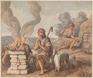 Le offerte di Caino e Abele, Genesi, IV, 3, 4 da Julius (after) Schnorr von Carolsfeld