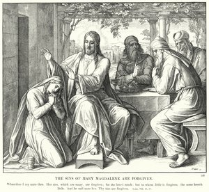 I peccati di Maria Maddalena sono perdonati da Julius (after) Schnorr von Carolsfeld