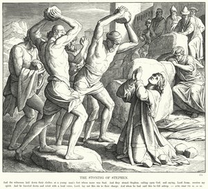 La lapidazione di Stefano (incisione) da Julius (after) Schnorr von Carolsfeld