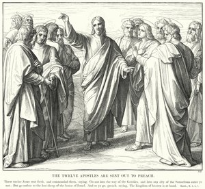 I dodici apostoli sono inviati a predicare (incisione) da Julius (after) Schnorr von Carolsfeld