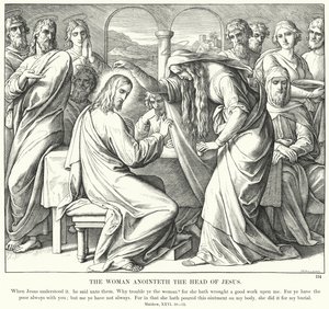 La donna unge il capo di Gesù (incisione)