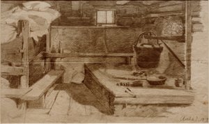 Interno di una stanza contadina da Julius Adam