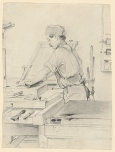 Autoritratto al lavoro su una pressa litografica