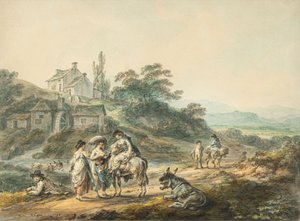 Figure su un sentiero vicino a un mulino da Julius Caesar Ibbetson