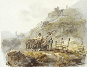 Metodo di ottenimento della torba dalle colline vicino a Mallwyd, c.1792 da Julius Caesar Ibbetson