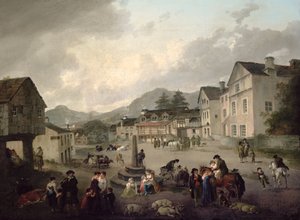 La piazza del mercato ad Ambleside da Julius Caesar Ibbetson