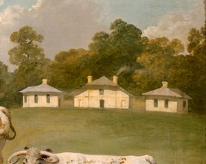 Tre bovini a lunga corna nel paesaggio (dettaglio) da Julius Caesar Ibbetson