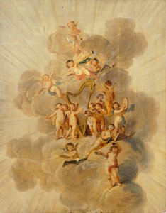 Cherubini alati con strumenti musicali