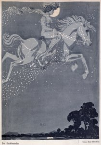 Il vagabondo notturno (litografia a colori) da Julius Diez