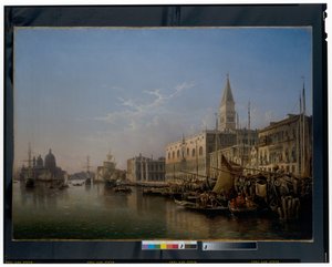 Venezia: La Riva degli Schiavoni, vista verso ovest con la Punta della Dogana da Julius Eduard Wilhelm Helfft