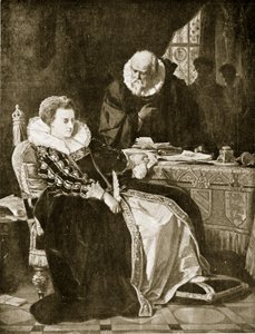 Elisabetta firma il mandato di morte di Maria, illustrazione da 