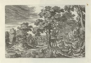 Paesaggio con assalto al viaggiatore da Julius Goltzius