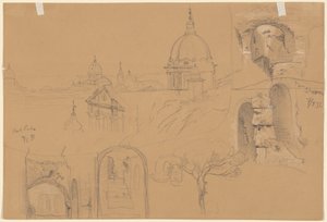 Studi del Colosseo e del Monte Pincio (verso)