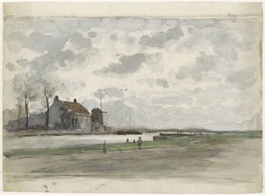 Canale con un mulino da Julius Jacobus van de Sande Bakhuyzen